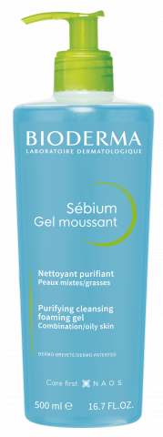 BIODERMA-Produktfoto, Sebium Gel Moussant 500ml, schäumendes Duschgel für ölige Haut